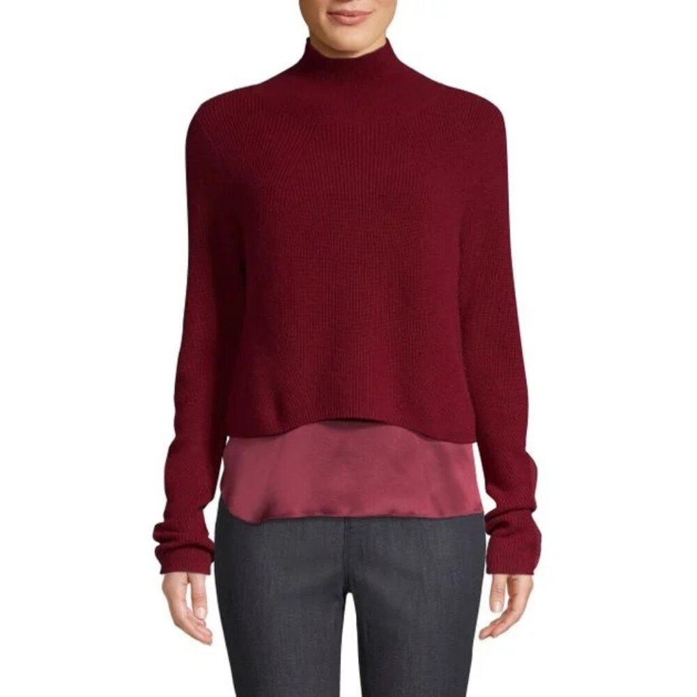 NWT$348 Elie Tahari Casper Long Sleeve Cashmere Turtleneck Crop Sweater M